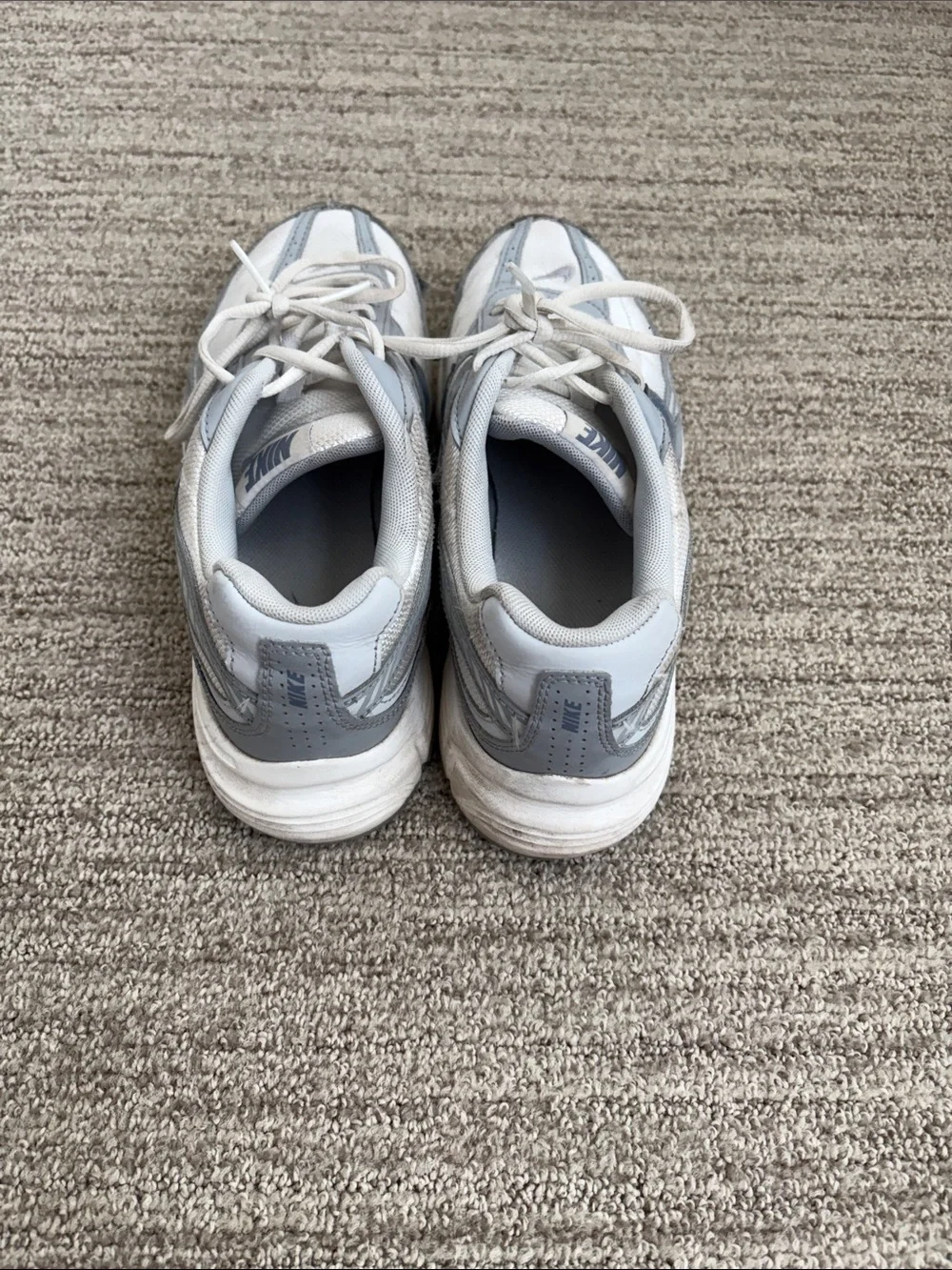 Nike White and Light Blue Mesh Running Shoes
